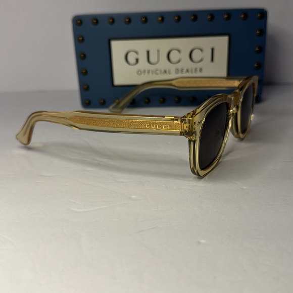 💯 - New Authentic GUCCI GG0182S 006 Transparent Brown/Grey sunglasses - Picture 6 of 15